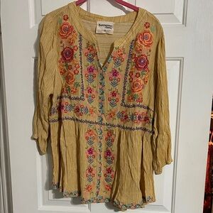 Savanna Jane Yellow Floral Embroidered Tunic